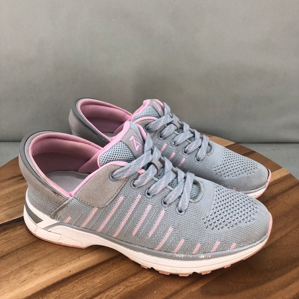 ZEBA Hands Free Gray Pink Knit Walking Sneakers Womens Size 9 Shoes